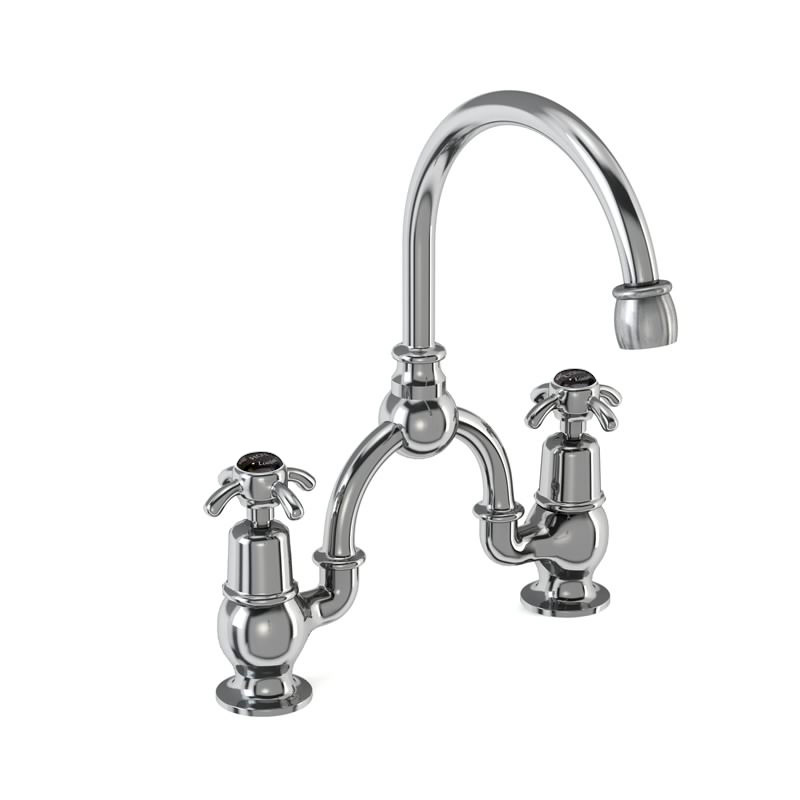 2 tap hole arch mixer with curved spout (200mm centres)